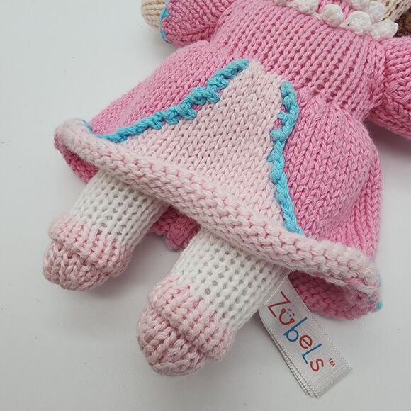 Zubels Milly The Princess Hand Knit Rattle Doll 7" Pink Dress Crown Toy 2022 - Picture 4 of 10
